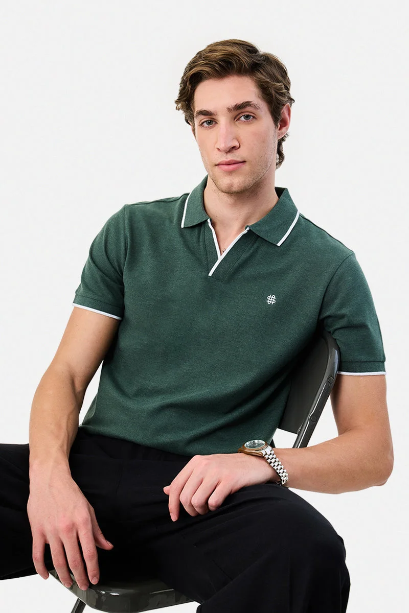 SNITCH Constrast Tipping Pique Polo T-Shirt